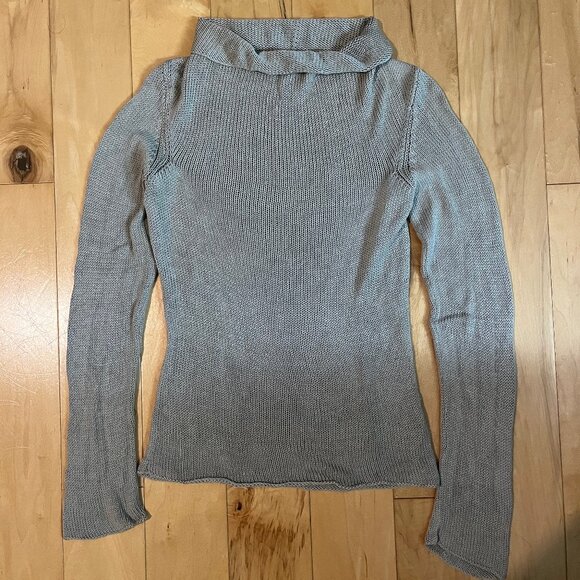Banana Republic Sweaters - XS Banana Republic Taupe Silk Knit Mock-Neck Long Sleeve
